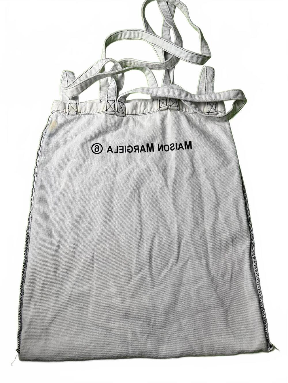 Maison Margiela White Canvas Tote Bag with Logo Print
